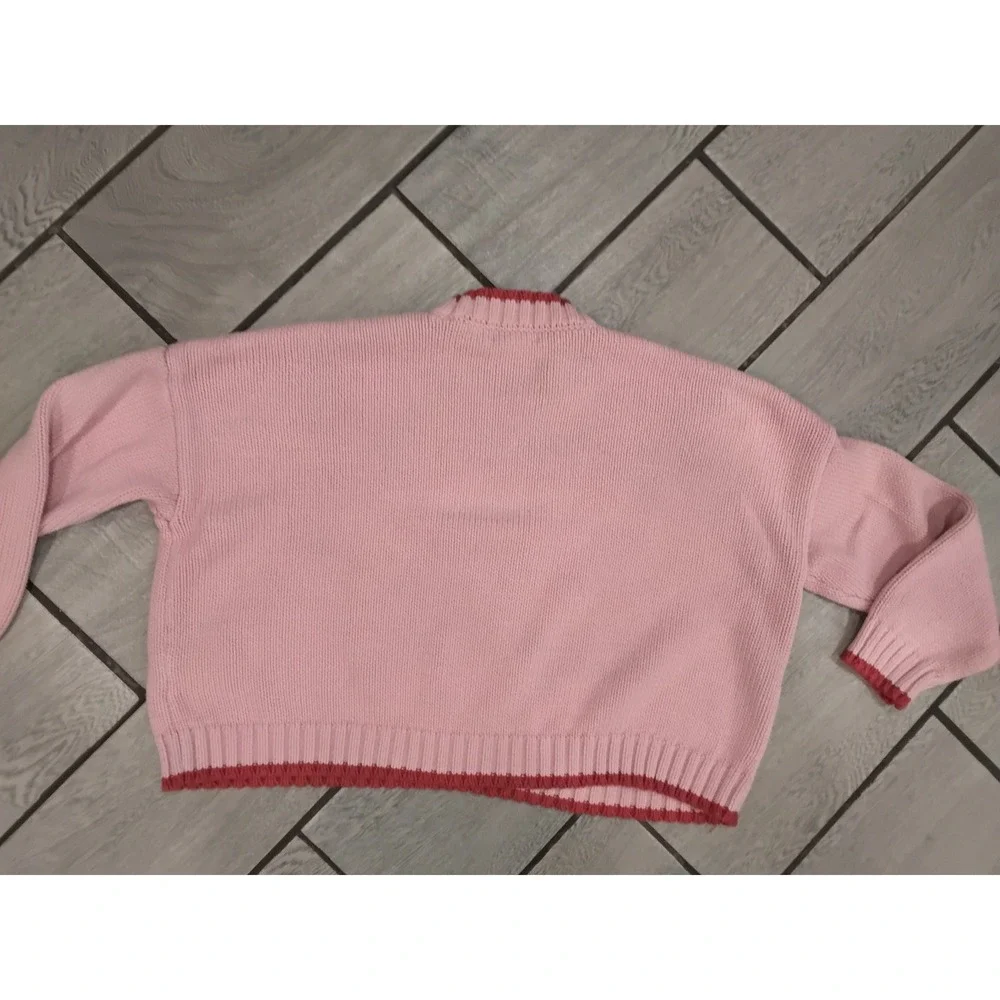 Sincerely Jules Dump Him Pink Red Graphic Knit Sweater Top ST21816 Womens Medium - Picture 5 of 7